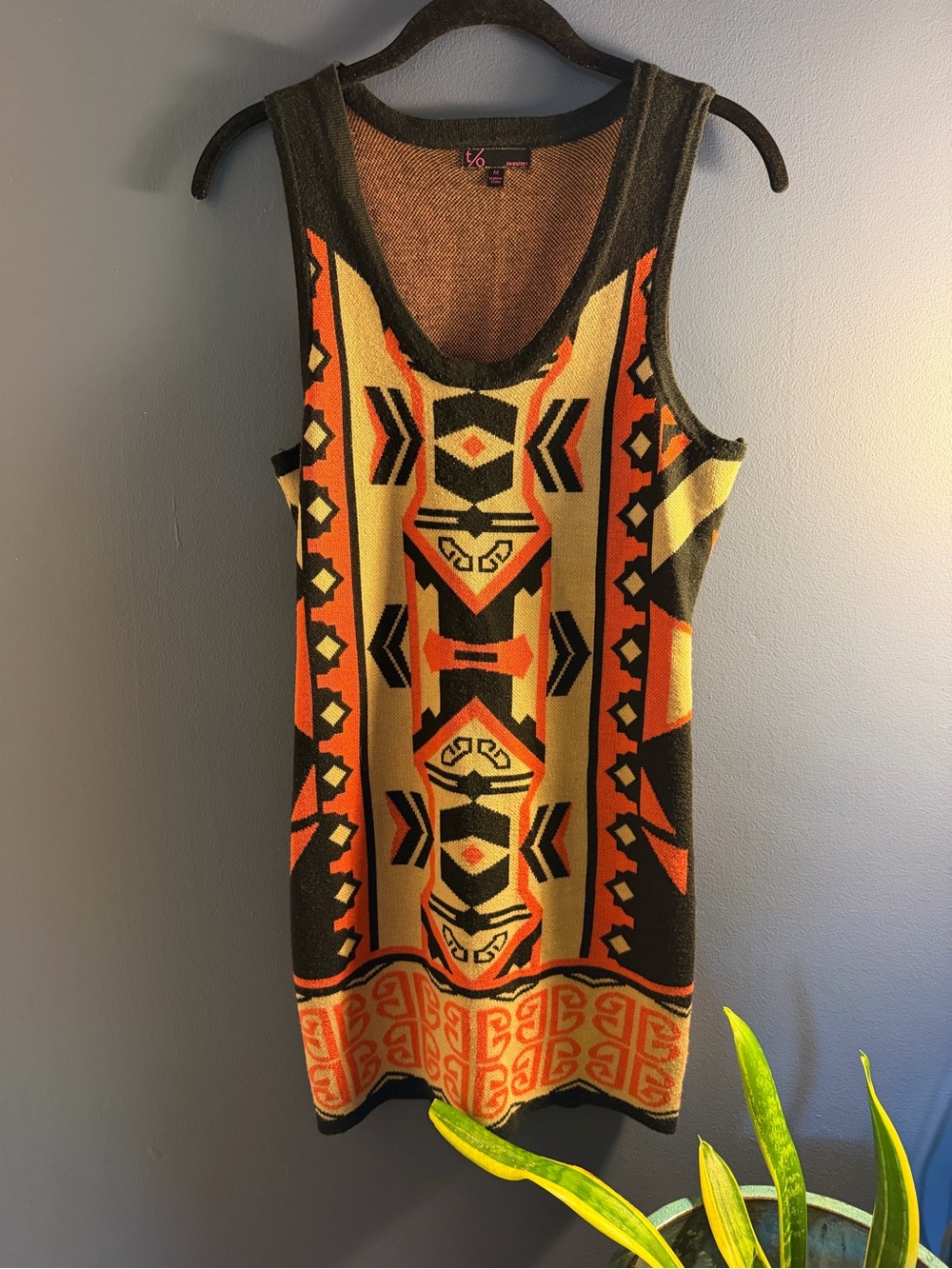 t/o Orange & Yellow Tribal Knit Dress size Medium